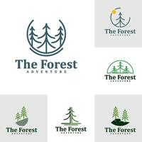 Set of Forest logo design Template. Creative Pine logo vector illustration.