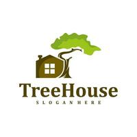 Tree House logo design Template. Creative House Tree logo vector illustration.