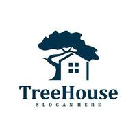árbol casa logo diseño modelo. creativo casa árbol logo vector ilustración.