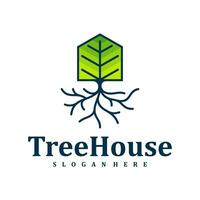 Tree House logo design Template. Creative House Tree logo vector illustration.