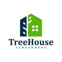 Tree House logo design Template. Creative House Tree logo vector illustration.