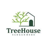 Tree House logo design Template. Creative House Tree logo vector illustration.