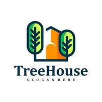 Tree House logo design Template. Creative House Tree logo vector illustration.