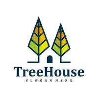 Tree House logo design Template. Creative House Tree logo vector illustration.