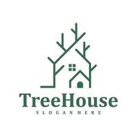 Tree House logo design Template. Creative House Tree logo vector illustration.