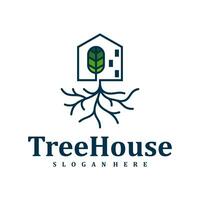 Tree House logo design Template. Creative House Tree logo vector illustration.