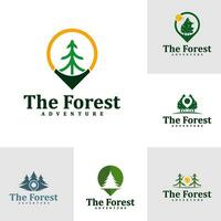 Set of Point Forest logo design Template. Creative Pine logo vector illustration.