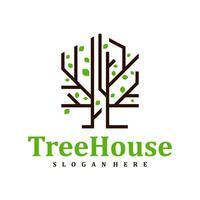 Tree House logo design Template. Creative House Tree logo vector illustration.