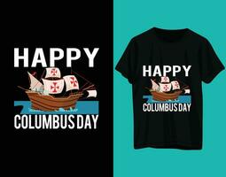 contento Colón día camiseta diseño vector