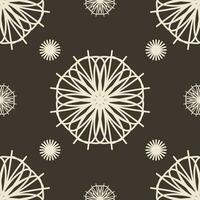 Vector seamless vintage pattern of abstract lace flowers on brown background