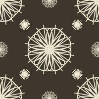 Vector seamless vintage pattern of abstract lace flowers on brown background