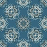 Vector seamless vintage pattern of abstract white lace flowers on light blue background