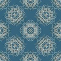 Vector seamless vintage pattern of abstract white lace flowers on light blue background