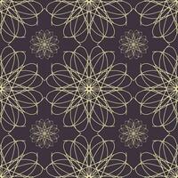 Vector seamless vintage pattern of abstract yellow lace flowers on dark background
