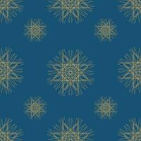 vector seamless vintage pattern of abstract golden shapes on blue