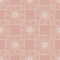 Vector seamless vintage pattern of abstract white flowers on a pink background