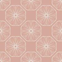 Vector seamless vintage pattern of abstract white flowers on a pink background