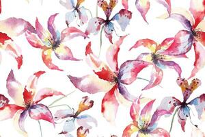 Flower pattern watercolor for fabric, wallpaper.Flower background.Botany orchid background. vector