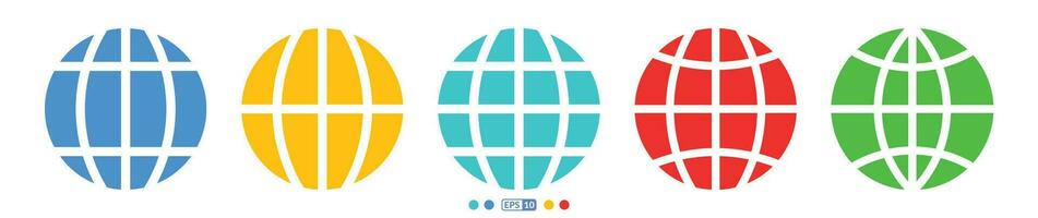 Globe colorful solid icon with white background. vector