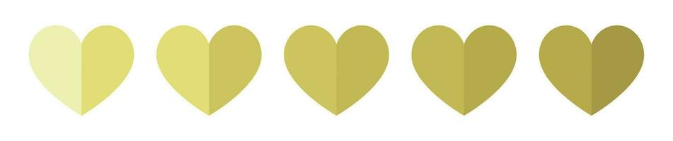 Heart yellow icon set with white background. vector