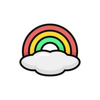 Cute Rainbow Cartoon Vector Icon Illustration. Weather Icon Concept Isolated Premium Vector. Flat Cartoon Style
