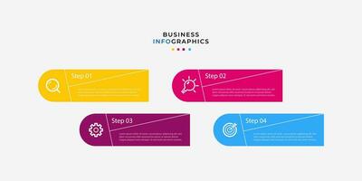 Business infographics timeline design template with 4 step and option information. Premium vector with editable sign or symbol. Eps10 vector