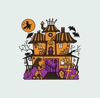 illustration vector graphic halloween house illustration