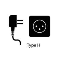 Type H plug and socket vector in silhouette style isolated on a white background. Outlet plug icon.