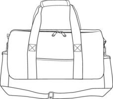 Duffle Bag, Vector Illustration, Bag Outline Template, Fashion Flats Sketch, Zipper Duffel Travel Sports Equipment Bag, Vector Clip Art Template.14