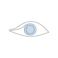 Eye drawn in one continuous line in color. One line drawing, minimalism. Vector illustration.