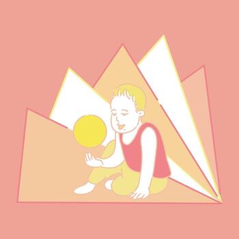 Vector Design About a Boy Playing Ball on an Abstract Background