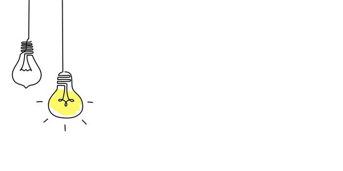 One line light bulb lamp art. Continuous single line idea, creative, energy concept bulb. Brainstorm, business solution design concept. Vector