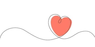 corazón y amor en vector continuo línea Arte ilustración de un romántico minimalista Boda tarjeta en un blanco antecedentes. un Boda corazón bosquejo con artístico línea diseño. vector ilustración amor Arte.