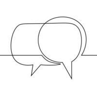 Speech bubble continuous one line art. Drawing dialogue speech bubble illustration. Continuous one line border text box, message element. Vector