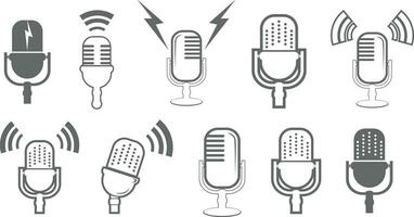 Microphone vector icon set isolated on white background. podcast icon vector