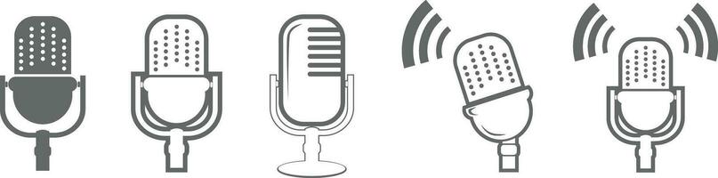 Microphone vector icon set isolated on white background. podcast icon vector