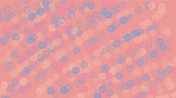 Gently red coral pink abstract background with blue, yellow and purple circles. Vector illustration. Geometric pattern. Moving bubbles and balls.