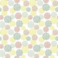 Seamless pattern, geometric abstraction. Vector. Dotted circles in green, red, yellow colors. Round geometric simple texture. Textile design, postcards, packaging, surface design vector