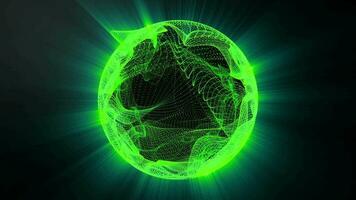 Glowing eco green sphere motion graphics background. video