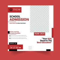 School Admission Social Media Banner Template vector