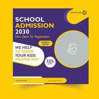 School Admission Social Media Banner Template vector