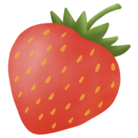 Hand drawn cute art strawberry fruit png