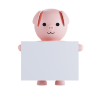 3d hacer animal linda cerdo png