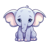 kawaii sticker, A cute Elephant stirring, designed with colorful contours and isolated. AI Generated png
