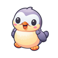 kawaii sticker, A cute Penguin stirring, designed with colorful contours and isolated. AI Generated png