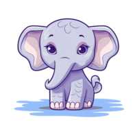 kawaii sticker, A cute Elephant stirring, designed with colorful contours and isolated. AI Generated png