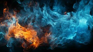 Blue fire background ai photo