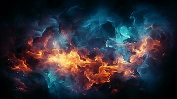 Blue fire background ai photo