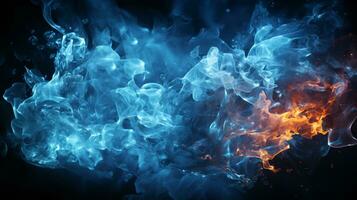 Blue fire background ai photo