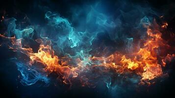 Blue fire background ai photo